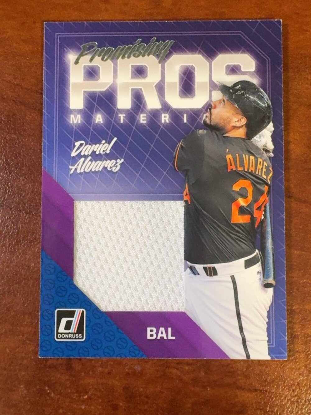 2018 Donruss Dariel Alvarez Promising Pros Player Used Jersey Relic Orioles